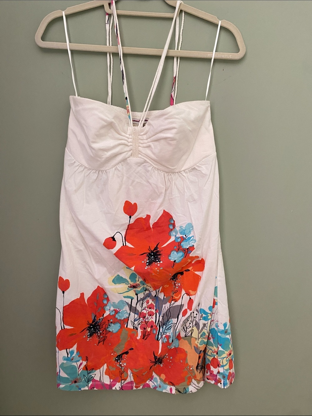 American Eagle Outfitters White orange teal Floral Sundress - size L - NWOT